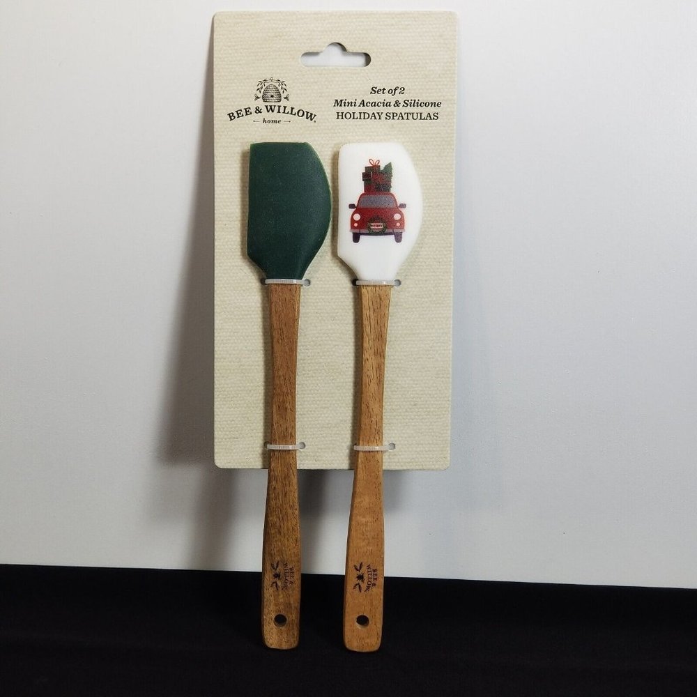 NEW Bee & Willow Mini Holiday Spatulas (set of 2) - Mini Acacia & Silicone